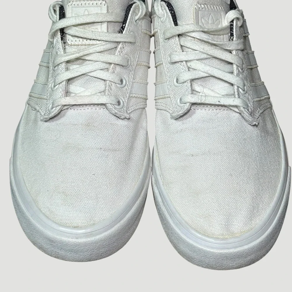 Adidas Seeley Mens White Canvas Paisley Skate Shoes F37719 Low Top Sneakers 8.5